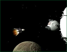 A ship approaches a Commonwealth Station.